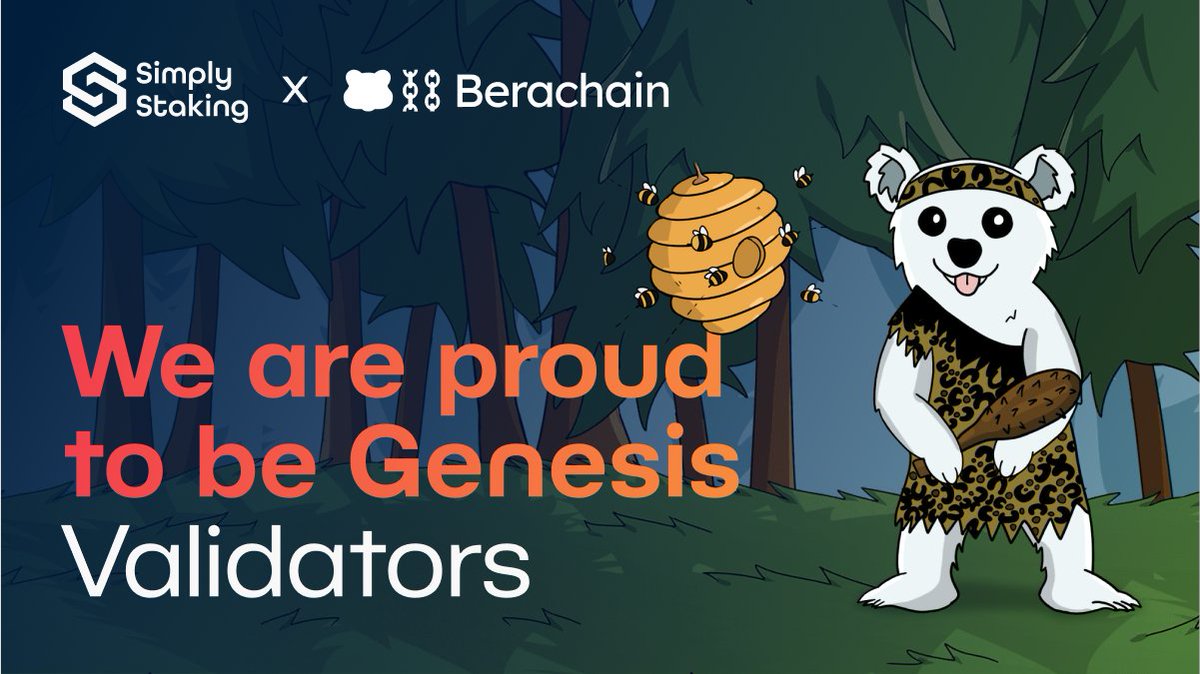 Simply Staking 🟠🟡 (@simplystaking) on Twitter photo The chain is real and we’re apart of it 🕺
Happy to announce we’re Genesis Validators for <a href="/berachain/">Berachain Foundation 🐻⛓</a> 🍯🐻
Shoutout to the team & community for coming this far, happy TGE to you all 🥂 The chain is real and we’re apart of it 🕺
Happy to announce we’re Genesis Validators for <a href="/berachain/">Berachain Foundation 🐻⛓</a> 🍯🐻
Shoutout to the team & community for coming this far, happy TGE to you all 🥂