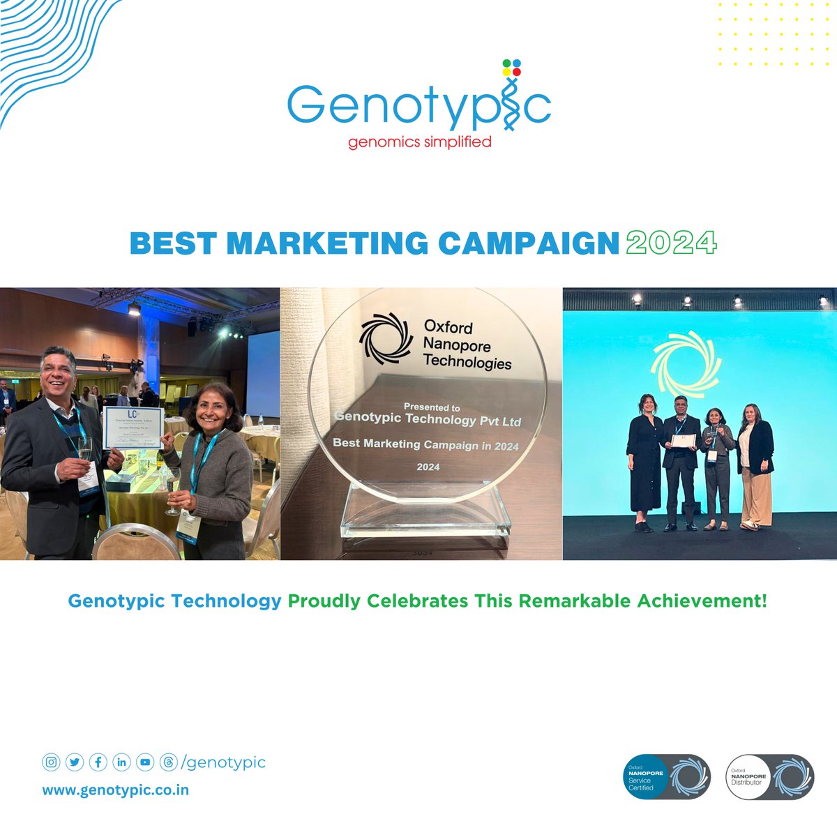GenotypicTech's tweet image. @GenotypicTech Wins &quot;Best Marketing Campaign in 2024&quot;! 🏆

Thrilled to receive this global recognition at the @nanopore Commercial Kickoff 2025 in Greece! 🎉
Thank you, @nanopore , for your trust &amp;amp; collaboration!

Here’s to pushing genomics forward in 2025! 🚀✨