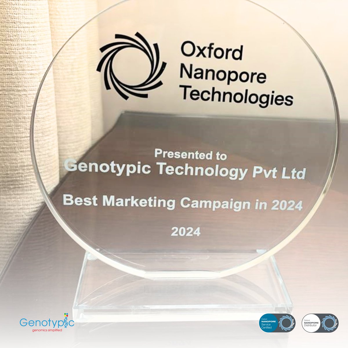 GenotypicTech's tweet image. @GenotypicTech Wins &quot;Best Marketing Campaign in 2024&quot;! 🏆

Thrilled to receive this global recognition at the @nanopore Commercial Kickoff 2025 in Greece! 🎉
Thank you, @nanopore , for your trust &amp;amp; collaboration!

Here’s to pushing genomics forward in 2025! 🚀✨