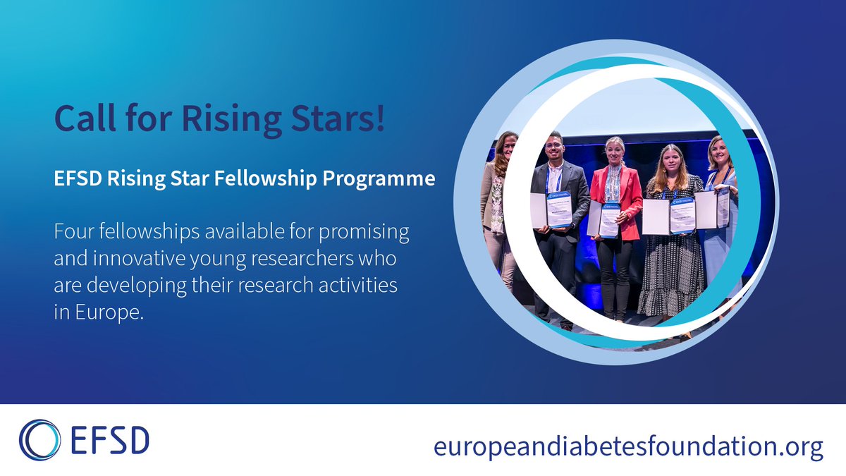EASD (@easdnews) on Twitter photo 🚀Calling young researchers in #diabetes! There’s still time to apply for the #EFSD Rising Star Fellowship🌟
✅4 fellowships
✅For early career scientists
✅Present at #EASD2025 in Vienna!
📅 Deadline: 17 Feb 2025
Apply now👉europeandiabetesfoundation.org/workshops/86-e…
Supported by <a href="/novonordisk/">Novo Nordisk</a> 🚀Calling young researchers in #diabetes! There’s still time to apply for the #EFSD Rising Star Fellowship🌟
✅4 fellowships
✅For early career scientists
✅Present at #EASD2025 in Vienna!
📅 Deadline: 17 Feb 2025
Apply now👉europeandiabetesfoundation.org/workshops/86-e…
Supported by <a href="/novonordisk/">Novo Nordisk</a>