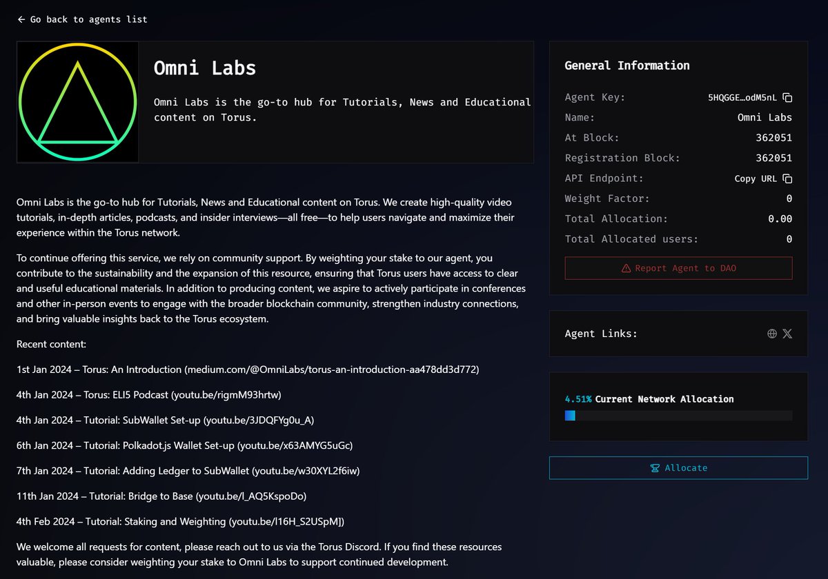 Our Omni Labs Agent has been approved by the Torus Curator DAO and is now live!

We’re now reaching out to our community, and beyond, to ask for your support in growing and expanding our mission.

Omni Labs is committed to providing high-quality tutorials, in-depth articles,