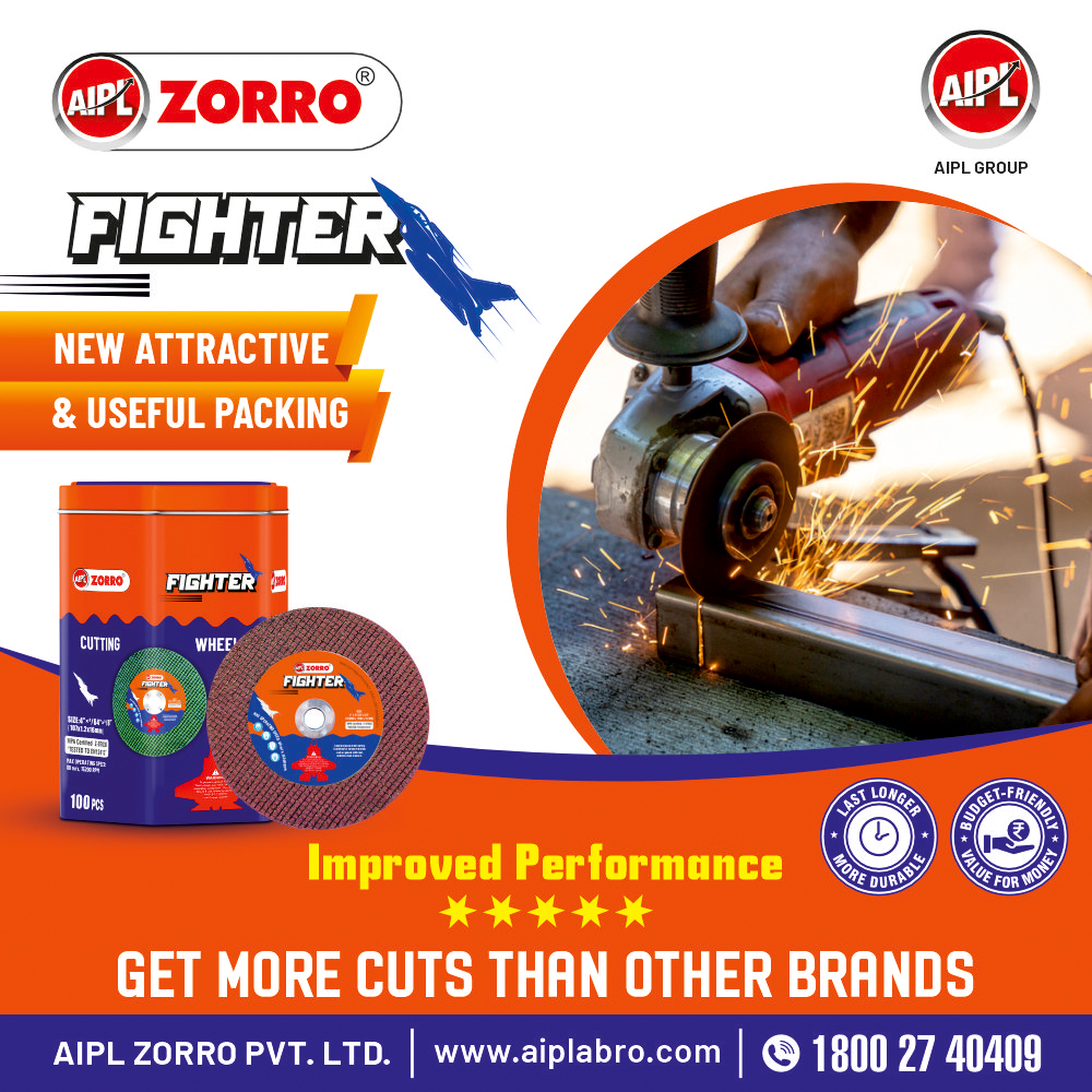 AjitIndustriesO's tweet image. Introducing the #AIPLZorro #Fighter #CutOffWheel – the ultimate high-speed, ultra-thin reinforced wheel for mild steel, stainless steel, and cast iron.

Get long-lasting Cutting Wheel that ensures more cuts per disc.

📞 Call: 7827937302

#AIPLZorroFighter #AIPLGroup #CuttingEdge