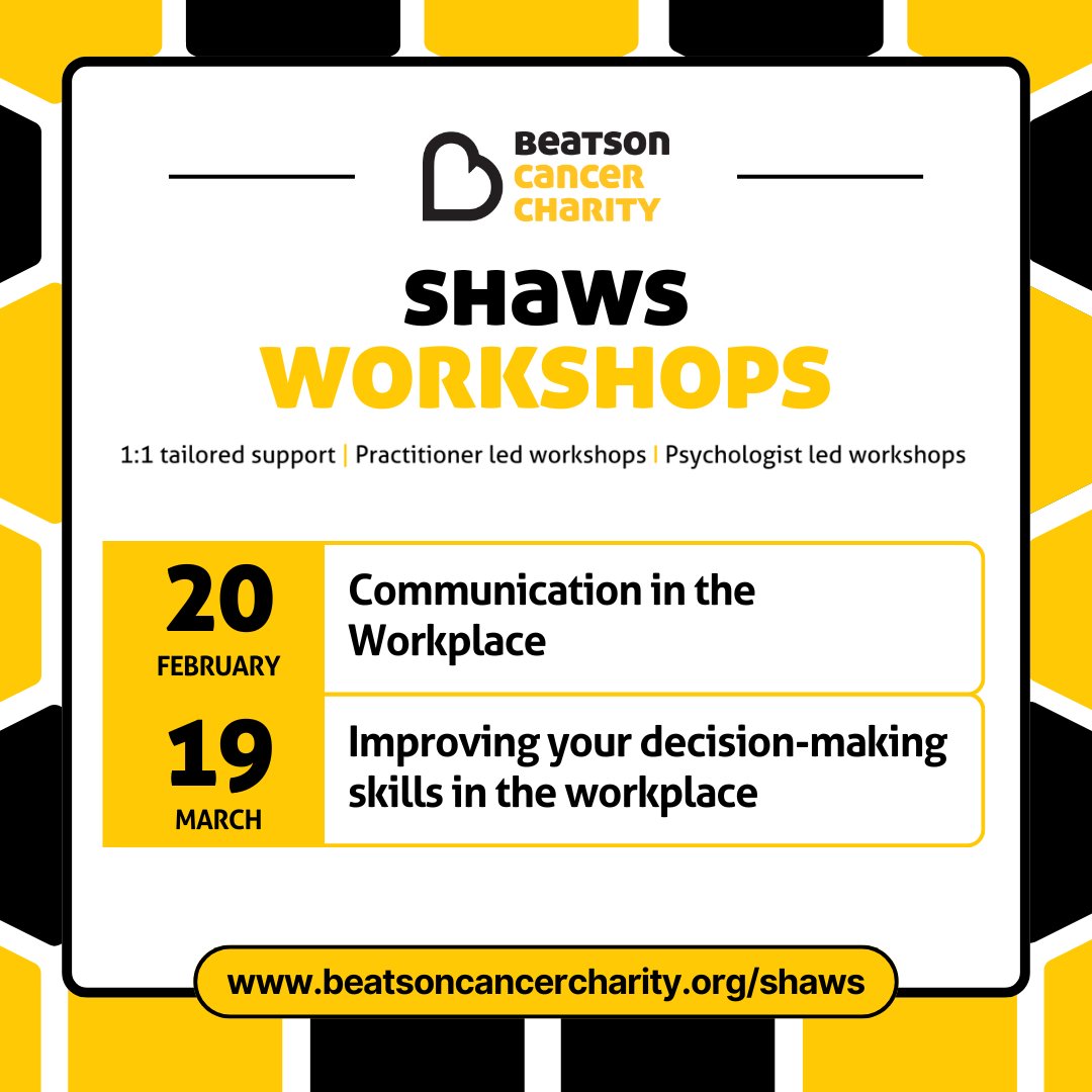 Beatson Cancer Charity (@beatson_charity) on Twitter photo ๐ Join Our SHAWS Workshops! ๐
๐ Find out more: bit.ly/411Onyg
๐ฒIf you would like to get involved please email healthandwork@beatsoncancercharity.org ๐ Join Our SHAWS Workshops! ๐
๐ Find out more: bit.ly/411Onyg
๐ฒIf you would like to get involved please email healthandwork@beatsoncancercharity.org