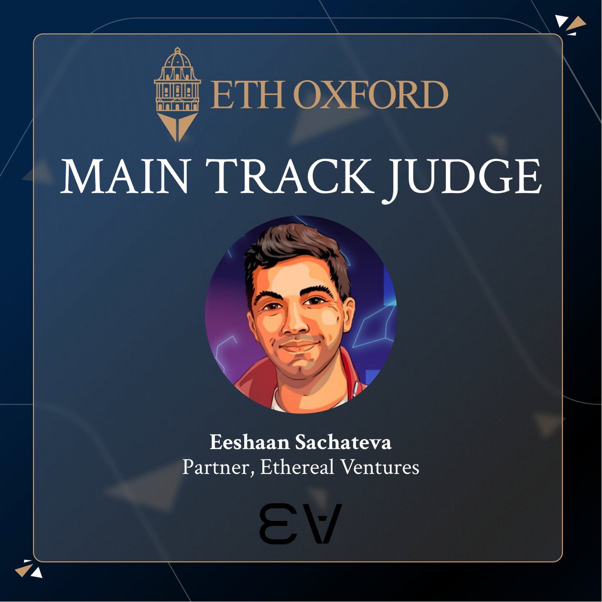 Judging consumer projects at ETH Oxford this weekend - <a href="/sean_sacha/">eeshaan</a>  of <a href="/etherealvc/">Ξthereal Ventures</a> 🌀

February 7-9 🐐