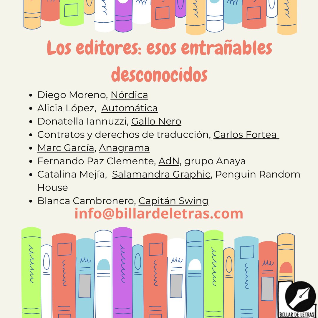 Billardeletras's tweet photo. Mirad, #traductoras y #traductores: Todo lo que necesitas saber del mundo profesional / Encuentros con editores https://t.co/7OXCKNHE3q
@Scheherezade_SL
#traduccion #traducción #traduccionlibros #traduccioneinterpretacion #traducciónliteraria #traduccioneditorial #asetrad #acett https://t.co/ShxkFZ7IZ1