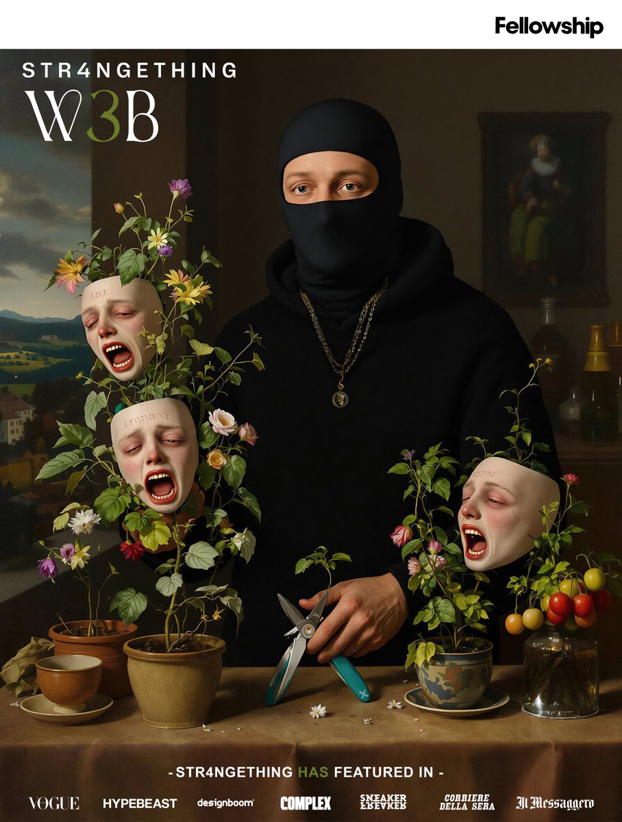 Str4ngeThing's tweet image. GM Art f4m: Excited to share W3B - a critique on web 3 🥷👁️💻
Collection drops: 6 PM GMT.
With: @fellowshiptrust Daily Highlights Program.
More info 👇