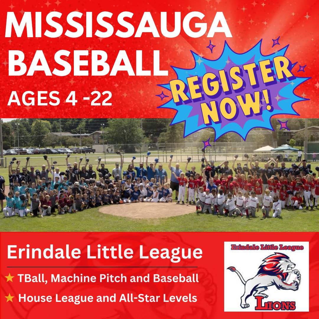 REGISTRATION IS OPEN!  Mississauga’s Erindale Little League Baseball Association is an exciting option for youth players both at the House League and All-Star Select levels.

Hello Dragon Nation!  Dragons in partnership with Erindale Little League!  Register today!