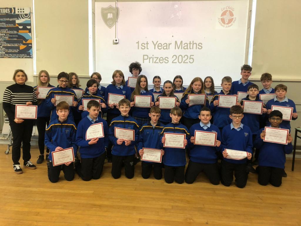 Congratulations to 1st Year Students who received awards yesterday. Students received awards for academic achievement, kindness and school involvement. We had 14 students who have perfect attendance and 2 classes received certs for involvement in the National Maths competition.