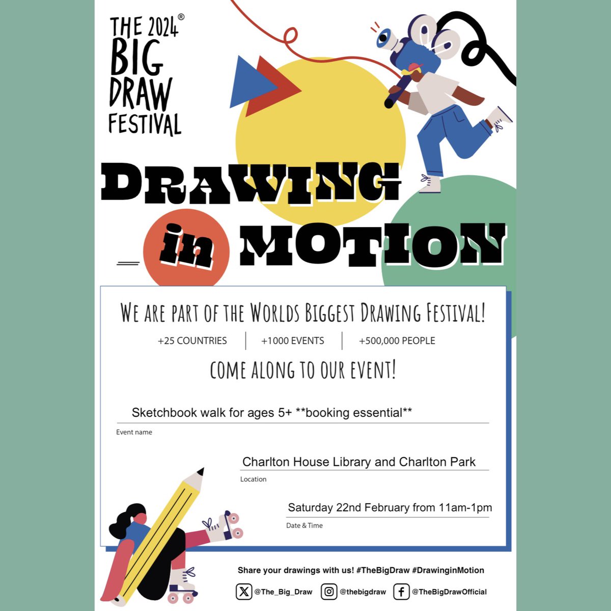 CharltonLib's tweet image. This year, #CharltonLibrary are taking part in the world’s biggest drawing festival: The Big Draw! ✍🏻 On Saturday 22 February we’re hosting a sketchbook walk session from 11am-1pm, call 02083192525 📞 to book your place! 🎨 #LoveYourLibrary #TheBigDraw