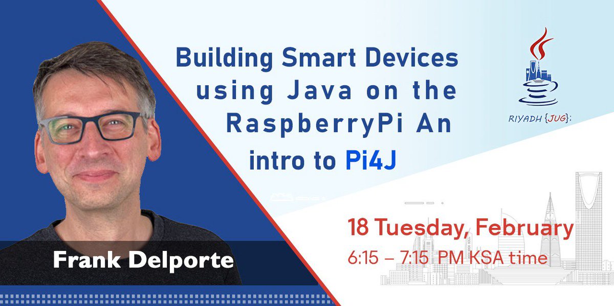 Riyadh Java User Group {JUG} (@riyadhjug) on Twitter photo Java + <a href="/Raspberry_Pi/">Raspberry Pi</a> = Smart Devices! ๐
Join <a href="/FrankDelporte/">Frank Delporte #JavaOnRaspberryPi</a> for an online talk about building smart devices with <a href="/Java/">Java</a> and <a href="/pi4j/">The Pi4J Project</a> This will be a hands-on session.
๐๏ธ Date: Tuesday, February 18
โ
Free Registration: buff.ly/3XdBpvh
๐ข Time: 6:15 PM (KSA Time) Java + <a href="/Raspberry_Pi/">Raspberry Pi</a> = Smart Devices! ๐
Join <a href="/FrankDelporte/">Frank Delporte #JavaOnRaspberryPi</a> for an online talk about building smart devices with <a href="/Java/">Java</a> and <a href="/pi4j/">The Pi4J Project</a> This will be a hands-on session.
๐๏ธ Date: Tuesday, February 18
โ
Free Registration: buff.ly/3XdBpvh
๐ข Time: 6:15 PM (KSA Time)