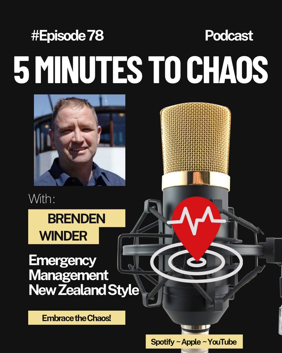 Join us on the latest episode of 5 Minutes to Chaos - A Podcast, where we sit down with Brenden Winder New Zealand's renowned emergency manager from Christchurch. 🌏🌟 

#emgtwitter