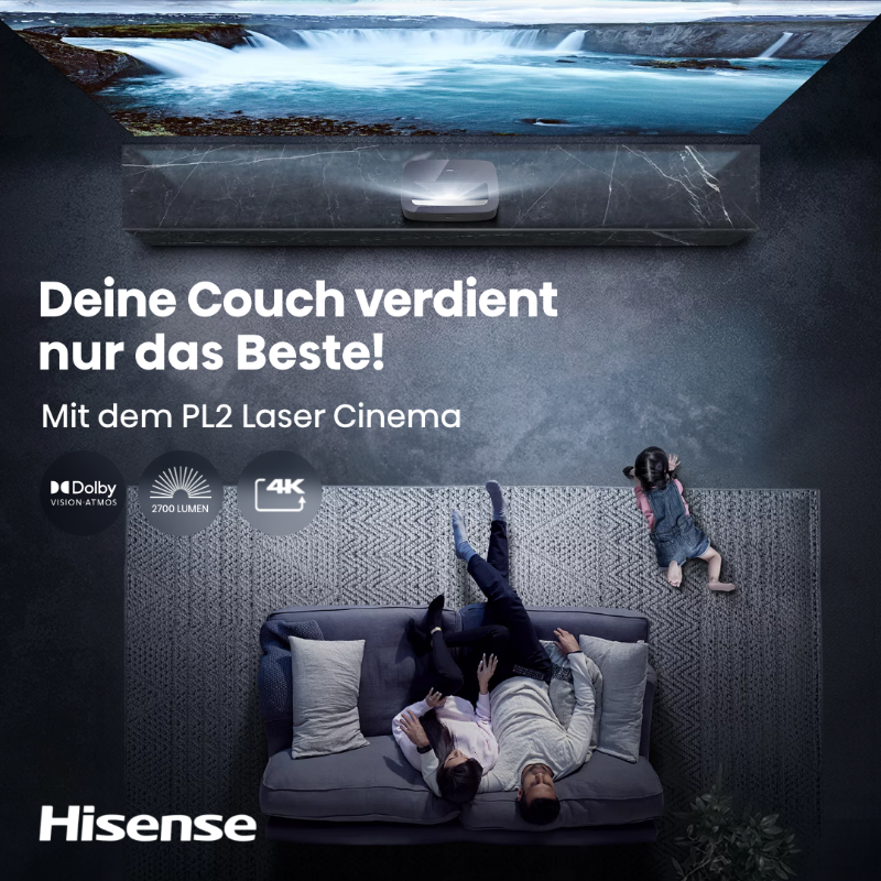 Der #Hisense PL2 #Laser Cinema bringt euer Programm in Kino-Qualität ins Wohnzimmer, und ist traditionellen Flatscreen-TVs dabei in einigen Punkten überlegen:
🎥 80 bis gigantische 150 Zoll Bilddiagonale
✨ Kompaktes, elegantes Design
📦 Leicht zu transportieren