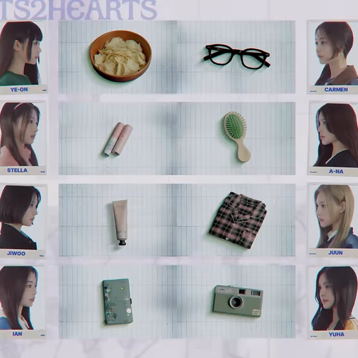 yooyeuha's tweet photo. In the debut trailer, the stage names shine as pieces of a larger puzzle, with their favorite items as clues to their hearts. Hearts2Hearts reveal fragments of their world, inviting us to discover more with every glance. https://t.co/ZSHSI37TBW