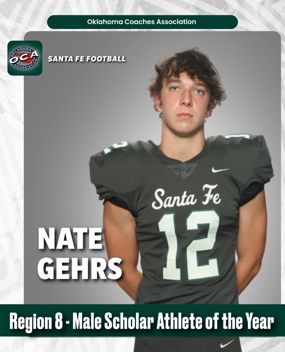 Congrats ⁦<a href="/NateGehrs/">Nate Gehrs</a>⁩ Region 8 Male Scholar Athlete of the year from the ⁦<a href="/OklahomaCoaches/">Oklahoma Coaches Association</a>⁩! Very well deserved. #CADES #GETPAID