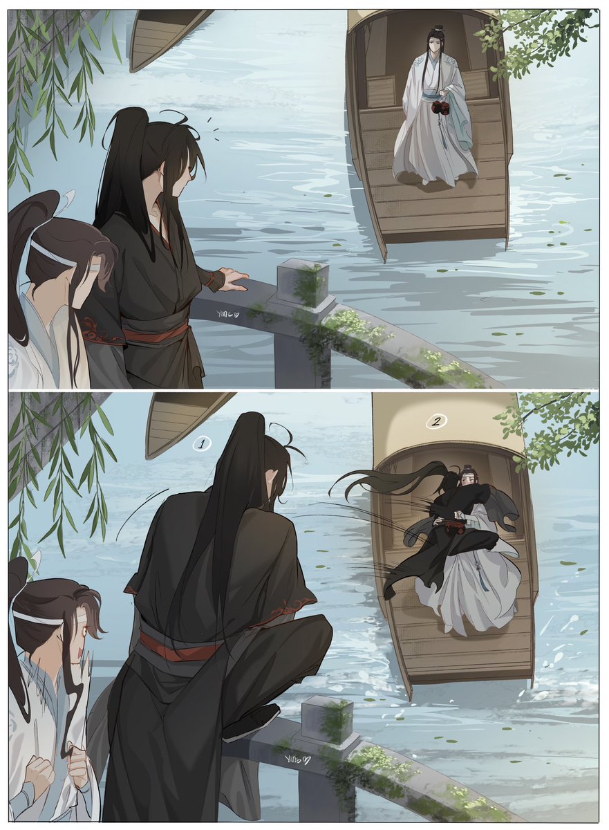 Fern_arts's tweet image. “ Lan Zhan caught a wild Wei Wuxian ” 
(╯°□°)╯︵◓