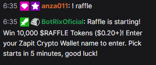 Raffle has started!
Join for free every hour 24/7 on Twitch.
New people are invited to receive their first Bitcoin.
Plus you earn Bitcoin every 5 minutes you are in chat!