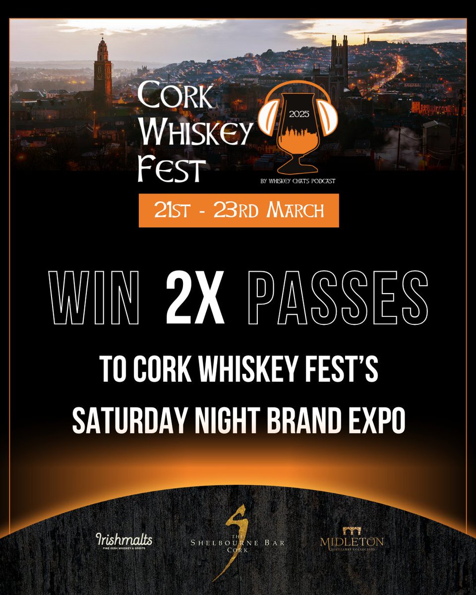 We have the ultimate prize up for grabs!
How would you like to win 2x passes to this years Cork Whiskey Fest, Saturday Night Brand Expo? 
All you have to do is follow us, like and share this post!
Each comment is one entry. Winner announced next week.