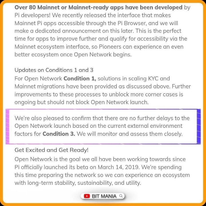 USA87500790's tweet photo. Good news! The core team has confirmed that there will be no further delays to the Mainnet launch. Even if Condition 3 (100 applications) isn’t fully met yet, the launch won’t be delayed. They are closely monitoring the situation and external factors. 💡

#Pioneer #PiNetwork https://t.co/0fhxb1Nkfp