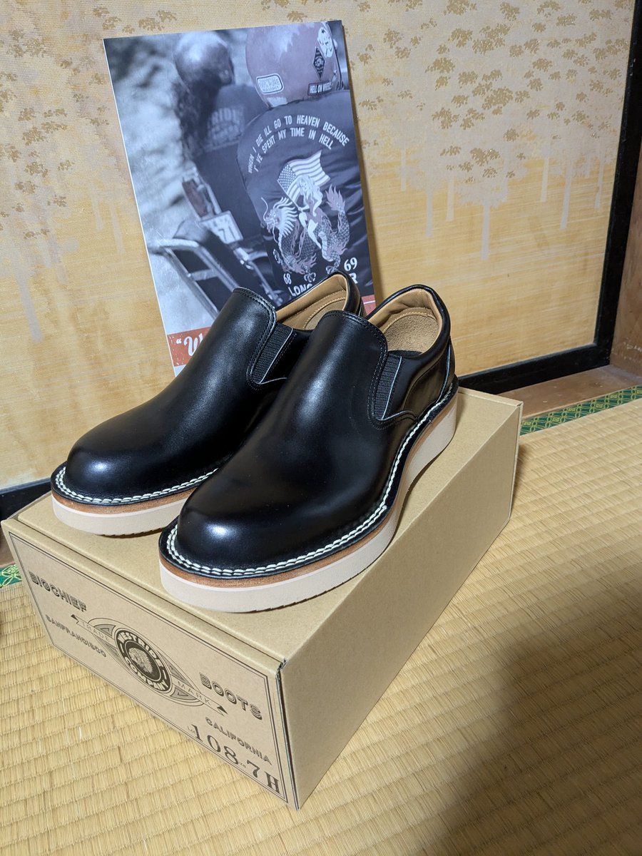 break0725's tweet photo. 以前、江口寿史先生がインスタでおススめされていた West RideのSLIP ON EASY BOOTS
30分圏内に取扱店があった。
楽に履けるけど、カッコいい〜
二輪は転がせないけど、いいモノ教えていただきました (^^)
#江口寿史
#WestRide https://t.co/eC6KJz0NoJ