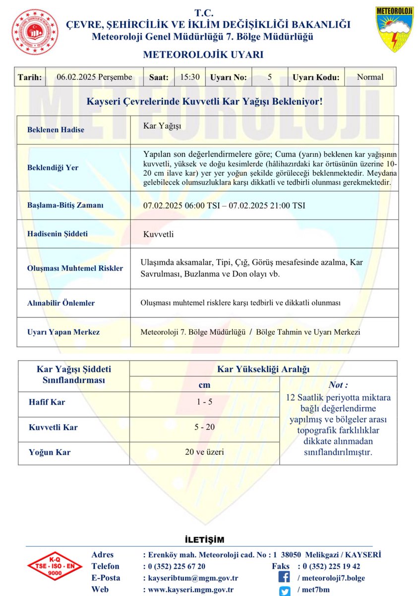 ✨Meteorolojik Uyarı !
<a href="/kayserivaliligi/">T.C.Kayseri Valiliği</a> 
<a href="/gokmen_cicek_/">Gökmen Çiçek</a> 
<a href="/KayseriBSB/">Kayseri Büyükşehir Belediyesi</a> 
<a href="/AfadKayseri/">AFAD KAYSERİ</a>