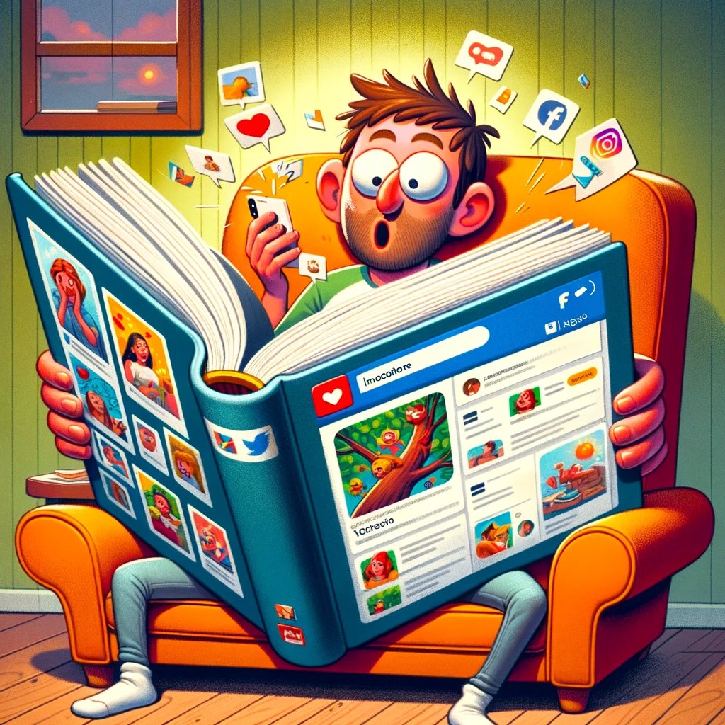 Southpowok's tweet image. When your social media life could fill a novel... 📚😂 Maybe it&apos;s time to put the &quot;book&quot; down for a bit! 
#SocialMediaHumor #CartoonLaughs #OversizedLife #DigitalDiary