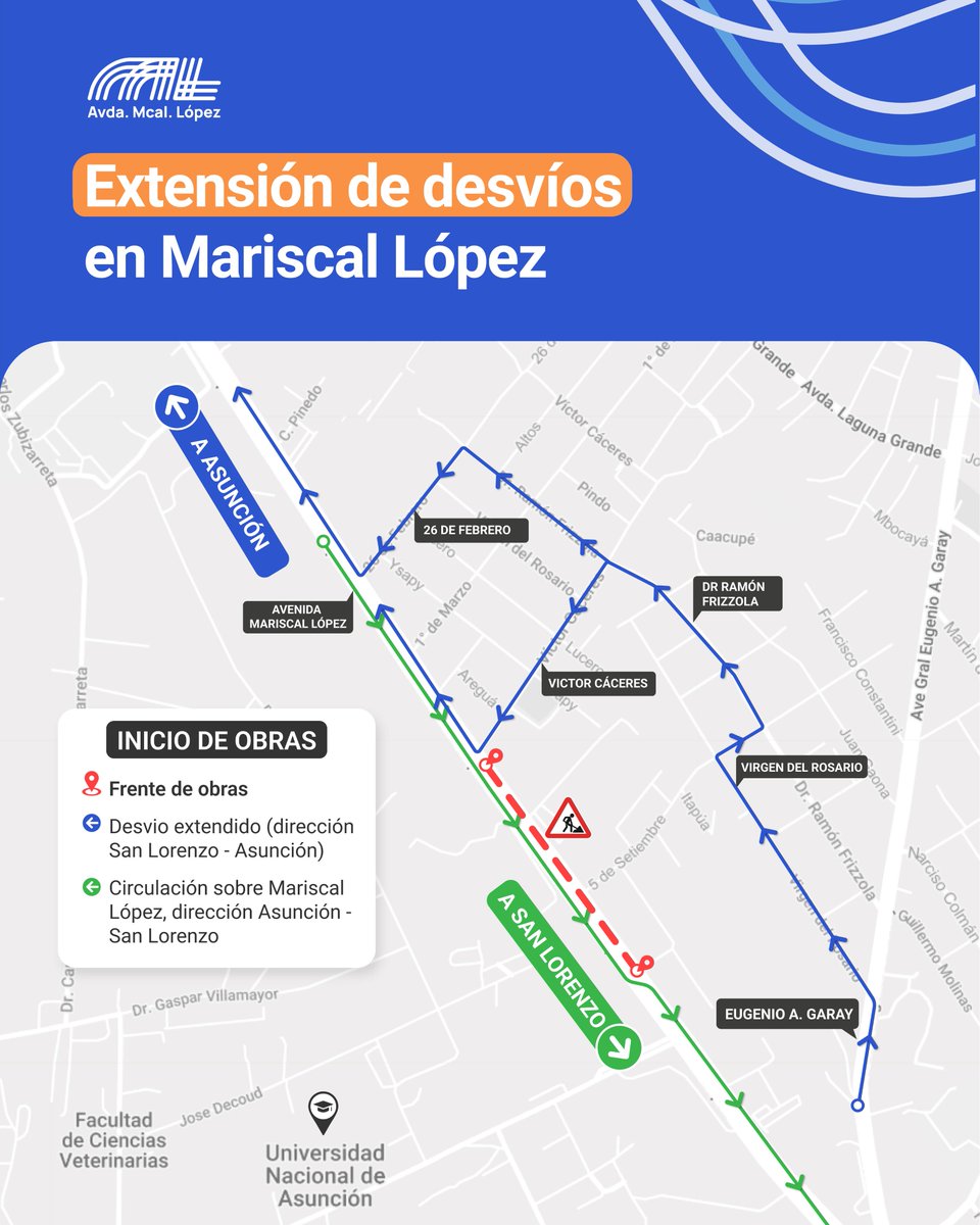 mariscalopezpy's tweet image. ¡Atención conductores! 

Planificá tu viaje y seguí las indicaciones de los agentes de la Patrulla Caminera. A partir de este jueves 6 de febrero, se extiende el plan original de desvíos. 

Mirá las zona de influencia aquí 👉
 
Mariscal López, donde todo pasa