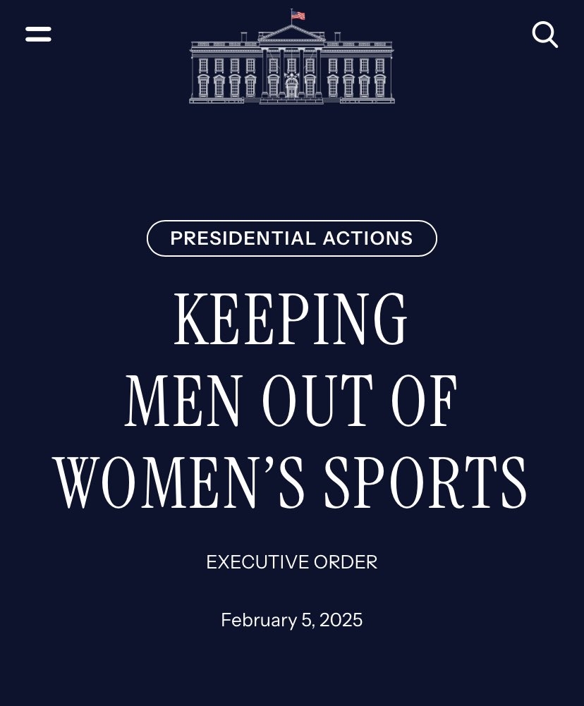 Seb Coe (@sebcoe) on Twitter photo Preserving the integrity of competition in the female category is a fundamental principle of the sport of Athletics and as we know everything starts in schools. Establishing clear, unambiguous policies is a critical first step.
Source: <a href="/WhiteHouse/">The White House</a>
whitehouse.gov/presidential-a⦠Preserving the integrity of competition in the female category is a fundamental principle of the sport of Athletics and as we know everything starts in schools. Establishing clear, unambiguous policies is a critical first step.
Source: <a href="/WhiteHouse/">The White House</a>
whitehouse.gov/presidential-aβ¦