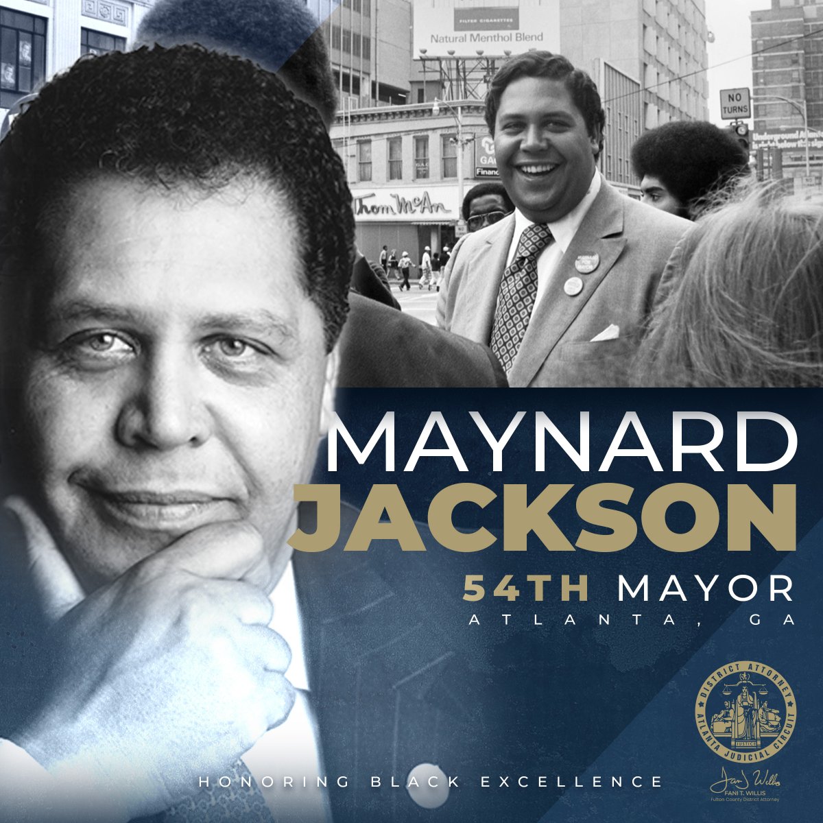 FultonCountyDA's tweet photo. Maynard Jackson, Atlantaโs first Black mayor, made the city an economic powerhouse. He championed minority business inclusion and expanded Hartsfield-Jackson Airport, leaving a legacy that still inspires #FultonCounty and beyond. #BlackHistoryMonth #MaynardJackson #FultonCountyDA https://t.co/0gsSAIqFPm