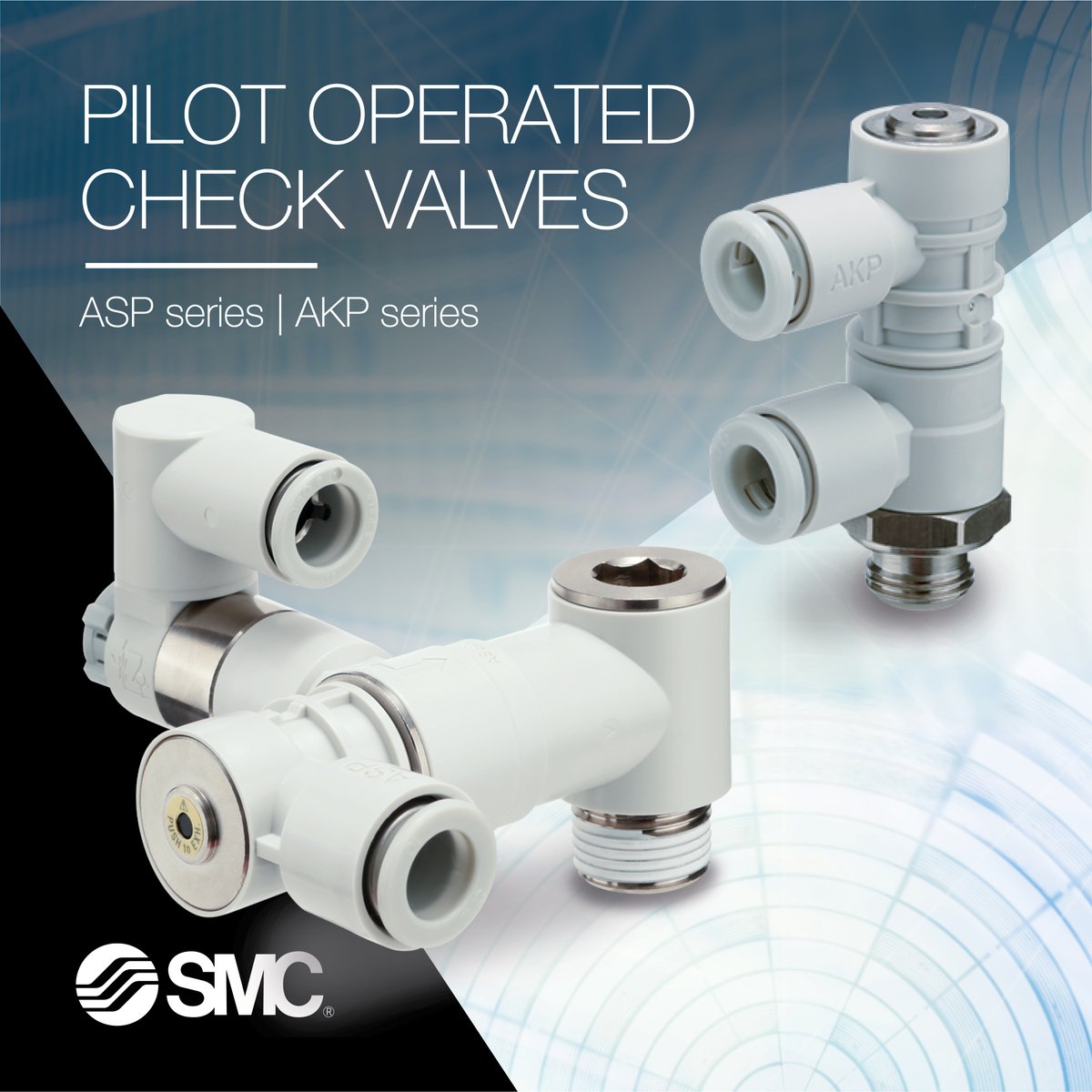SMCCorporation's tweet photo. #SMC #Pilot #CheckValves permit flow in one direction and only allow reverse flow if supplied with an appropriate pilot signal. They are available in many configurations integrate One-touch connections for installation convenience.
Check out more info https://t.co/gDkZl1IiW1 https://t.co/qY5NNEaAvP