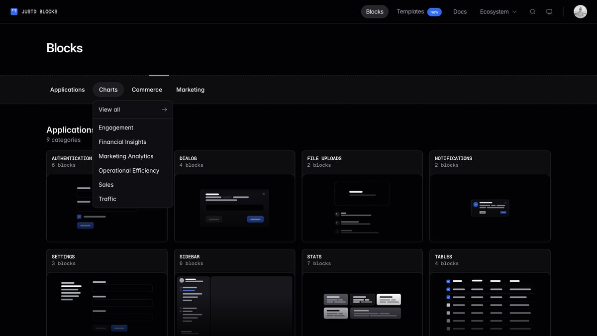 intentui's tweet image. We’re thrilled to introduce Justd Premium Blocks! Over the past few weeks, we’ve been working hard to craft a collection of high-quality Premium UI Blocks designed specifically for Justd. This initial release includes 85 Blocks and 1 Template, with many more on the way.
Our…