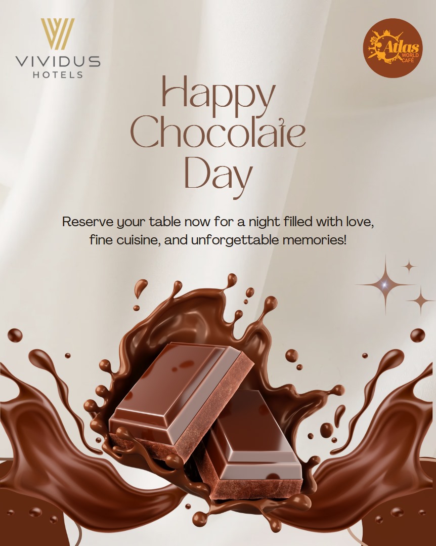 VividusHotels's tweet photo. Valentine’s Day Week – Day 3: Chocolate Day (9th Feb 2025) 

Indulge in the sweet taste of love this Chocolate Day at Atlas World Café, Vividus Hotels

Reserve your table now for a night filled with love, fine cuisine, and unforgettable moments 

For reservations,call 9606064626 https://t.co/9N4iisfyAs