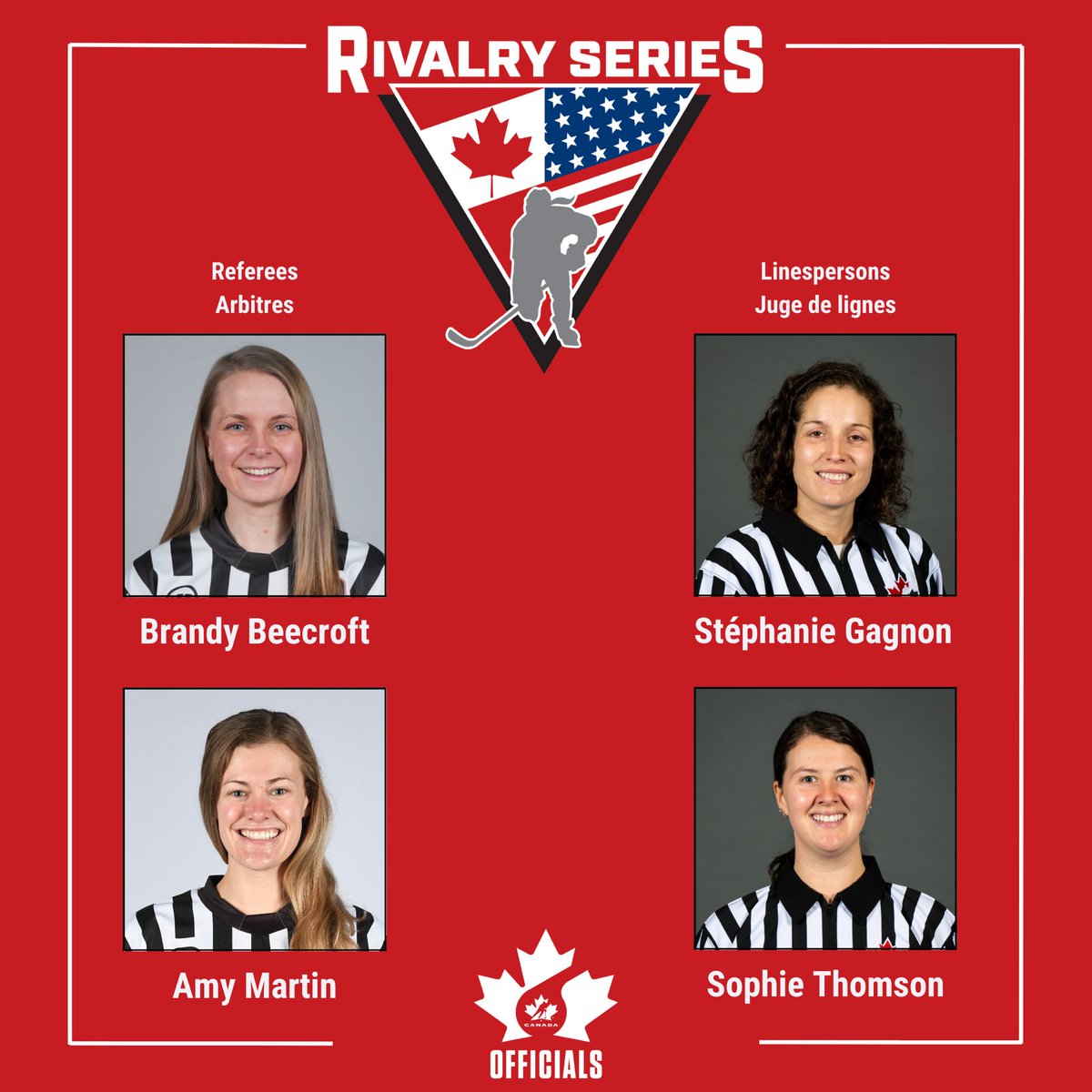 The 2024-25 Rivalry Series wraps up this week in the Maritimes. Congratulations to the officials selected for these games!

La série de la rivalité 2024-25 se termine cette semaine dans les Provinces maritimes. Félicitations aux officielles sélectionnées pour ces matchs!