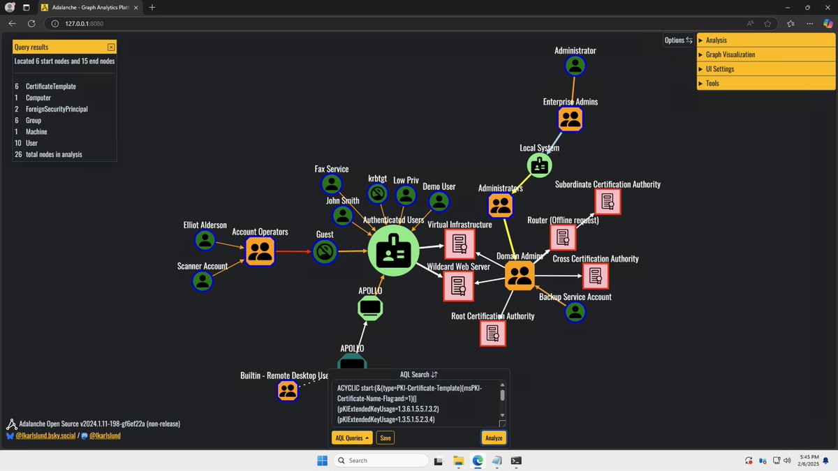 UK_Daniel_Card's tweet image. ok find ADCS ESC1 in the domain with #Adalanche 

#ADSecurity #Active #Directory #Security