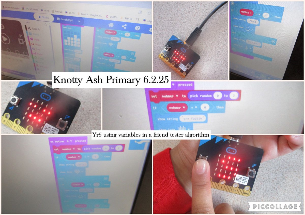 Today, Yr5 were using variables in a friend tester algorithm for the micro:bit <a href="/AshKnotty/">Knotty Ash Primary</a>