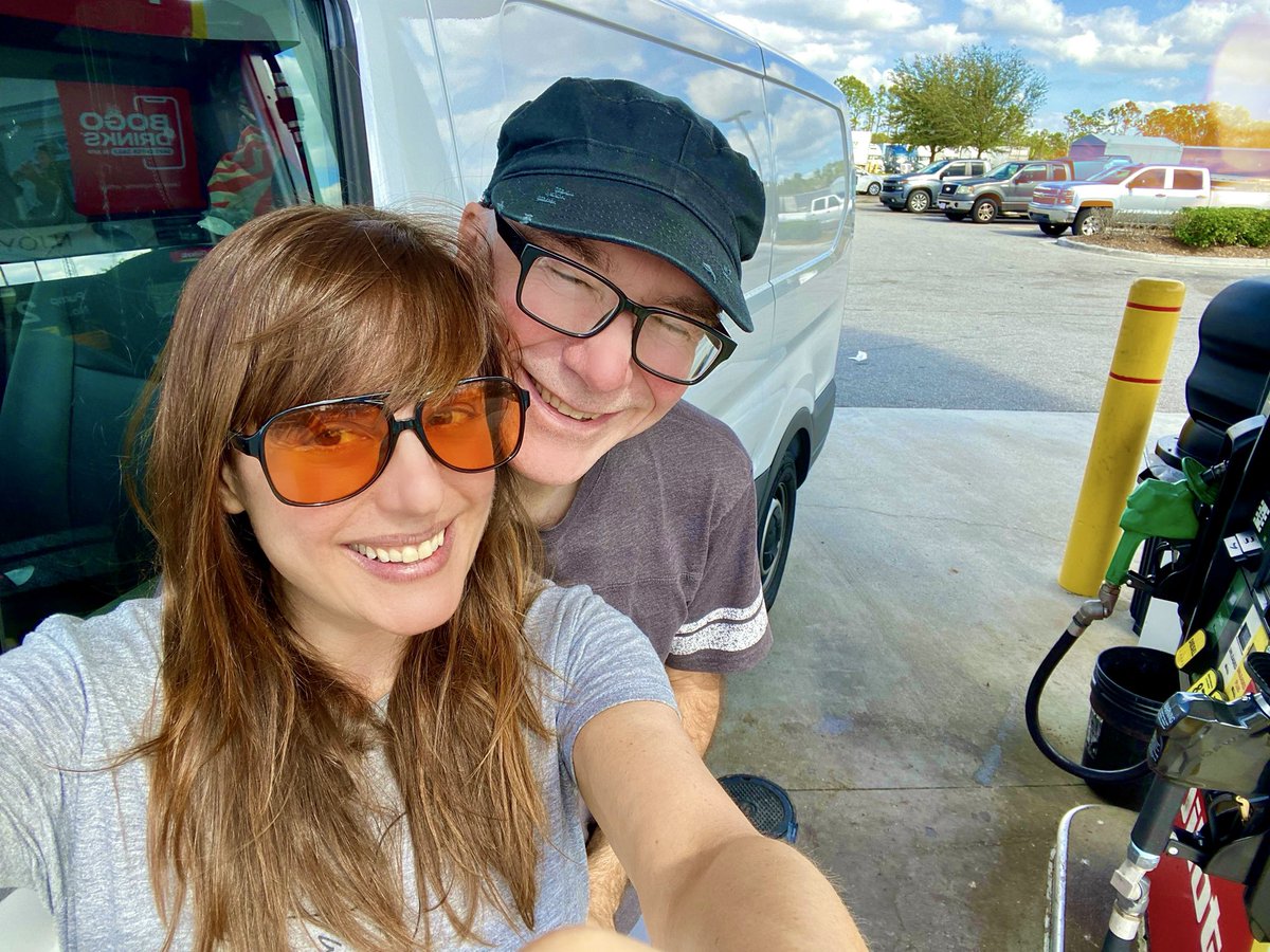 SIRSY's tweet photo. Gassing up our van “Obi” and heading to Lakeland for tonight’s show at Swan Brewing. We’ve noticed Obi makes lots of “blips and bleeps”… and gives the driver lots of advice… “put both hands on the wheel” … “take a break”… 😂
#sirsy #sirsyband #obivankenobi #driverwarning https://t.co/cNb7LNGGbB