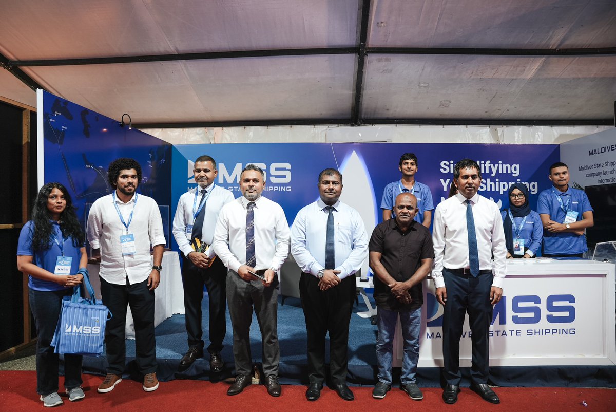 stateshippingmv's tweet photo. Honored to have the Minister of Economic Development &amp; Trade Hon. Mohamed Saeed, Minister of Fisheries &amp; Ocean Resources Hon. Ahmed Shiyam, Minister of Dhivehi Language, Culture &amp; Heritage Hon. Adam Naseer, &amp; Chairman of STO Mr. Amir Mansoor, visit our stall at Marine Expo 2025! https://t.co/JHjg4kYt6f