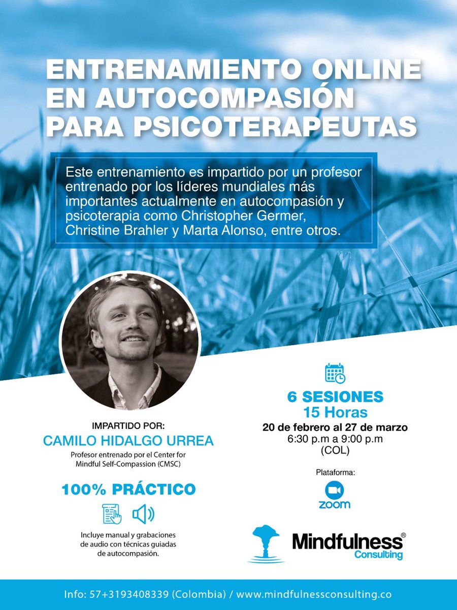Aprende a conducir ejercicios y guiar técnicas de #autocompasión a tus pacientes o clientes en ámbitos clínicos. Más información aquí: mindfulnessconsulting.co/evento.php?id=…