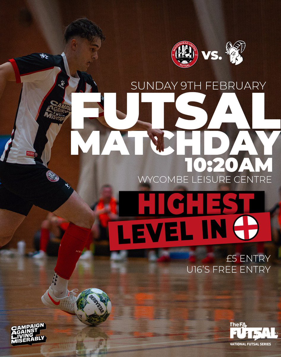 MUFC_Futsal's tweet photo. The highest tier of English Futsal is back for the Magpies this weekend ⚽️
Played at Wycombe Leisure Centre 💫

Vs @derby_futsal 
📆 Sunday 9th Feb
⏰ 10:20AM KO 
🎟️ £5 Entry / u16s &amp; Students 🆓 

WATCH LIVE ON https://t.co/OaV3wZjC3S 📺

@MUFCYorkRoad 
#UnitedasOne https://t.co/7YJjms2gnW