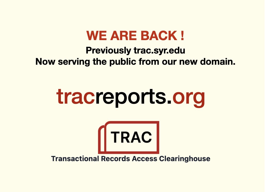 We are back! Now serving the public from our new domain tracreports.org . We appreciate your continuous support! #TRAC #Immergination