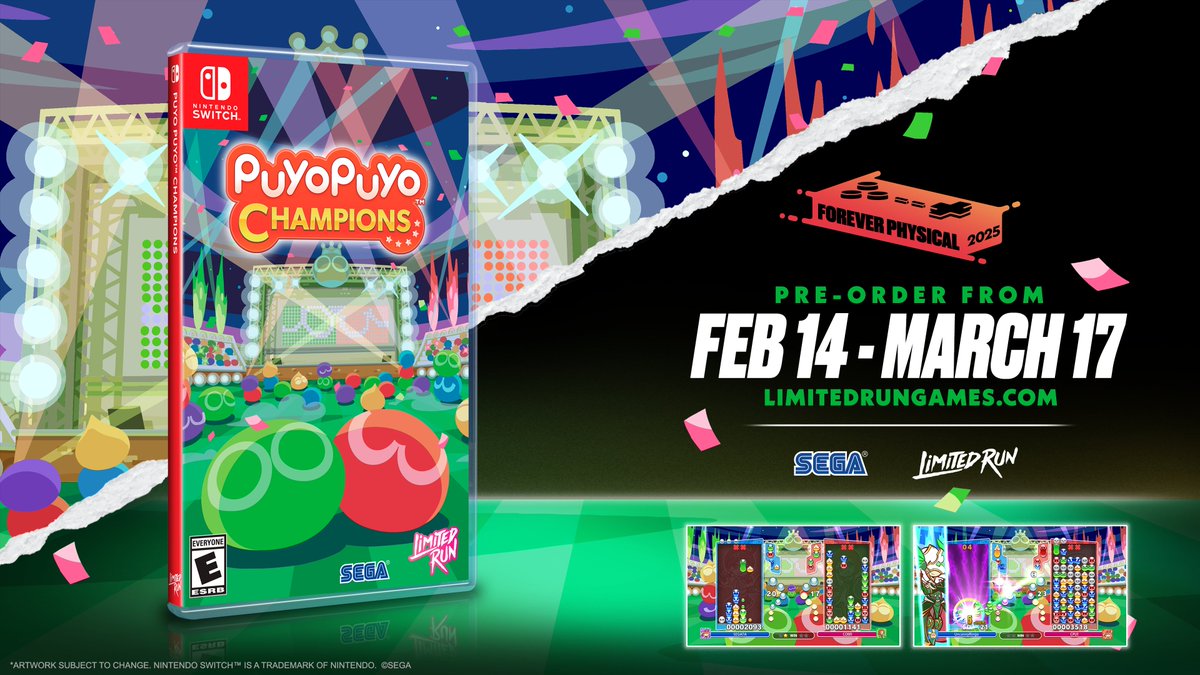 Craft strategic chains and drop devastating attacks with your favorite characters from over 25 years of Puyo Puyo history!

Pre-orders for Puyo Puyo Champions open February 14th! Wishlist and learn more:
bit.ly/4hn0Su0