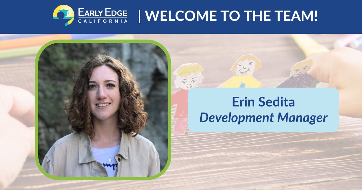 EarlyEdgeCA's tweet image. We’re excited to welcome Erin Sedita to the @EarlyEdgeCA team! 🎉 Erin joins as the #DevelopmentManager & oversees the development of Early Edge’s private fundraising program, which will ensure the sustained impact of the organization’s advocacy work. ow.ly/Nait50UV00G