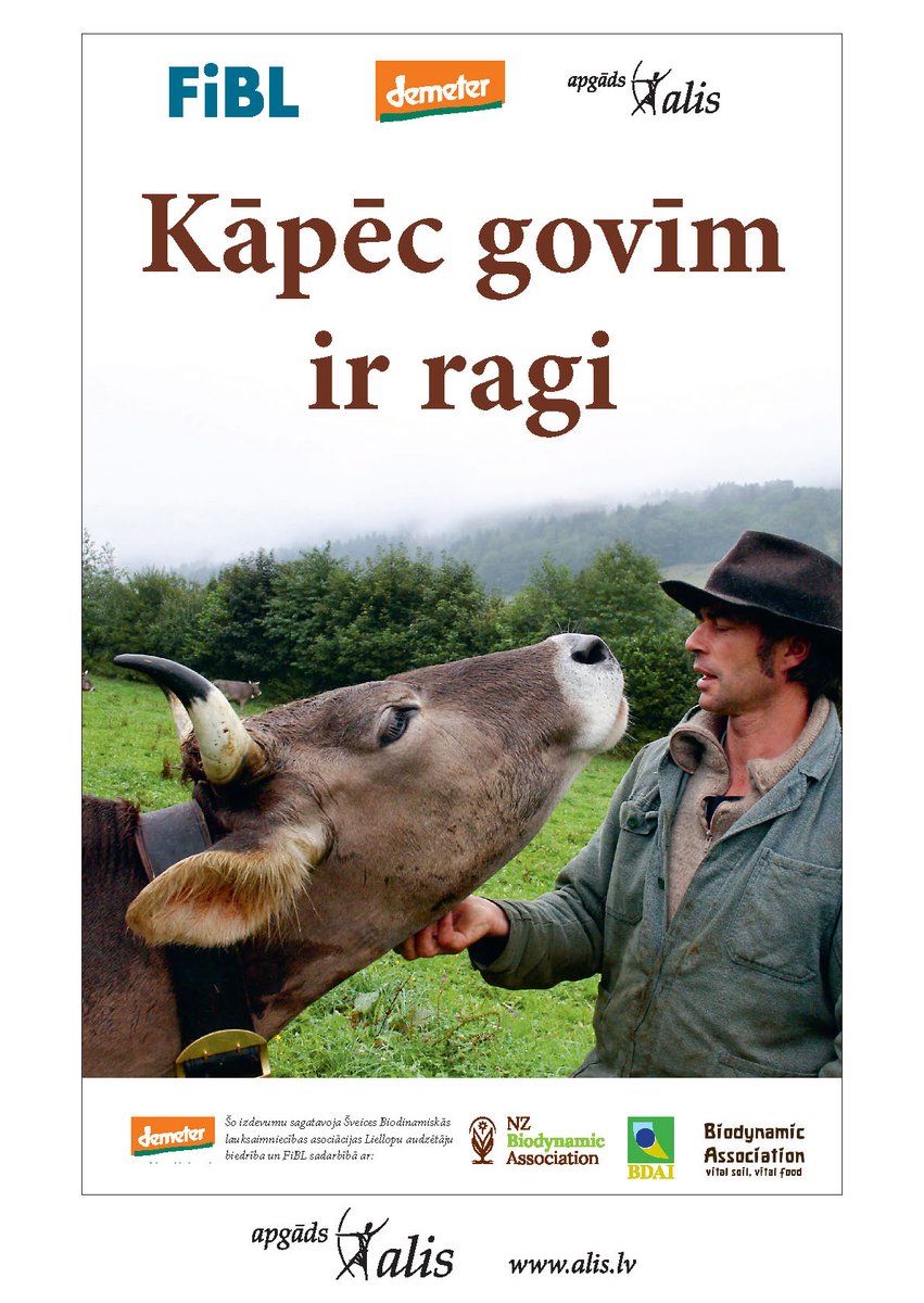 Kāpēc govīm ir ragi? Šveicē, Dornahā, kur pašlaik notiek biodin lauksaimn konference, veikalā norādīts, ka piens ir no GOVS AR RAGIEM. Kāpēc govij ragi - lasi mūsu apgādā izdotajā brošūrā, kas nopērkama TIKAI mūsu e-veikalā alis.lv. Noderēs arī zooloģijas stundās