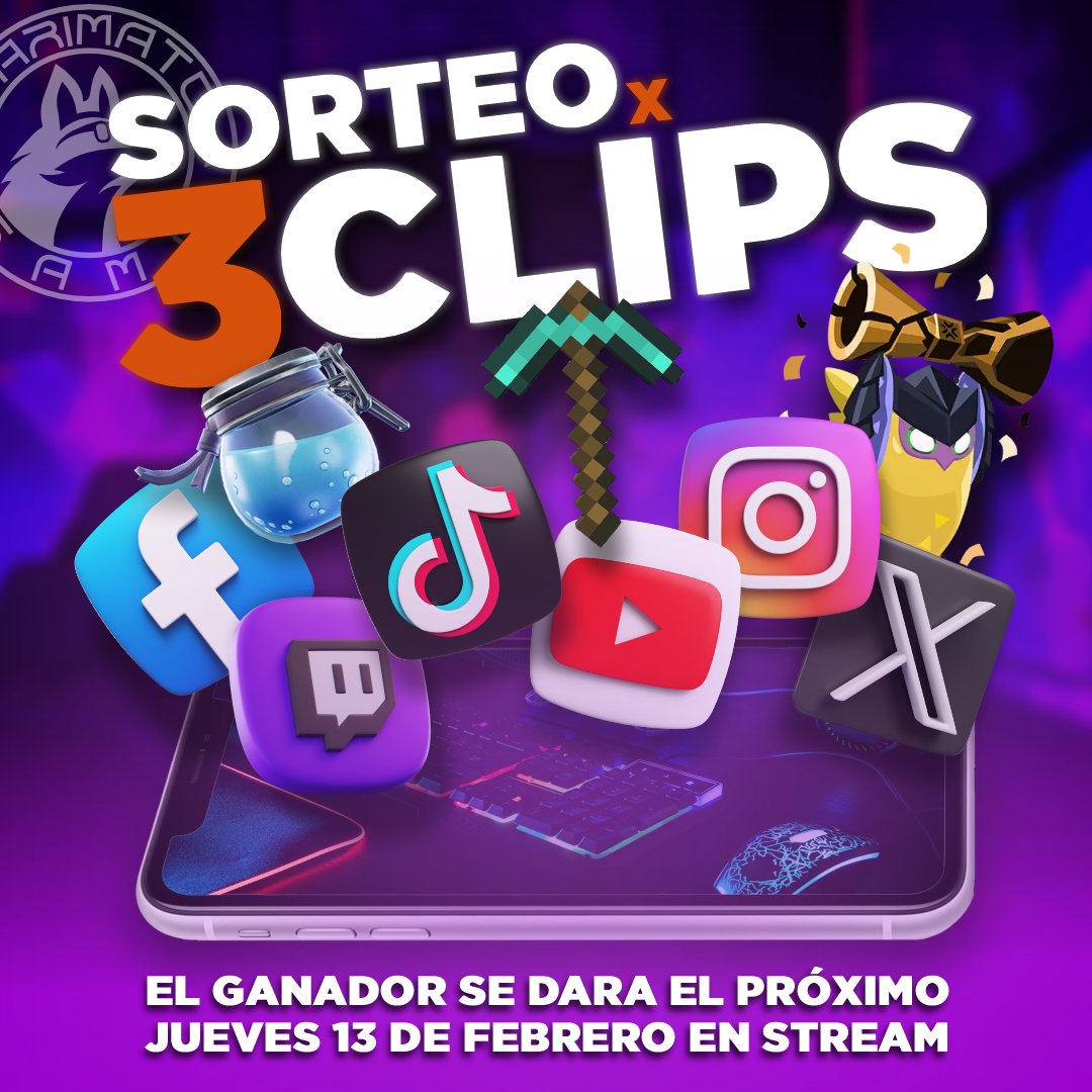 🎉🎉Mis queridos Creadores de Contenido🎉🎉
Sorteo pack de 3 Clips
Para participar solo debes de:
🔹Dejar follow
🔹Like♥️ y Repost  🔁
🔹Mencionar un amigo
Puedes darle Vouch a tu Streamer favorito par que no ser pierda este sorteo.
Ganador será revelado el jueves 13 de febrero