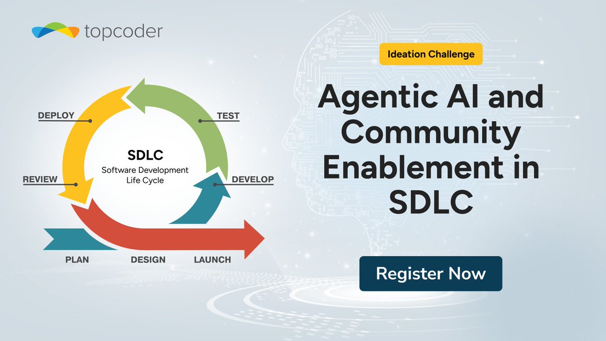 Join the Topcoder Ideation Challenge: Agentic AI &amp; Community Enablement in SDLC to propose innovative ways to integrate Agentic AI across software development phases! Show how AI-driven solutions can optimize planning, design, deployment, and more!
Link in the comments.