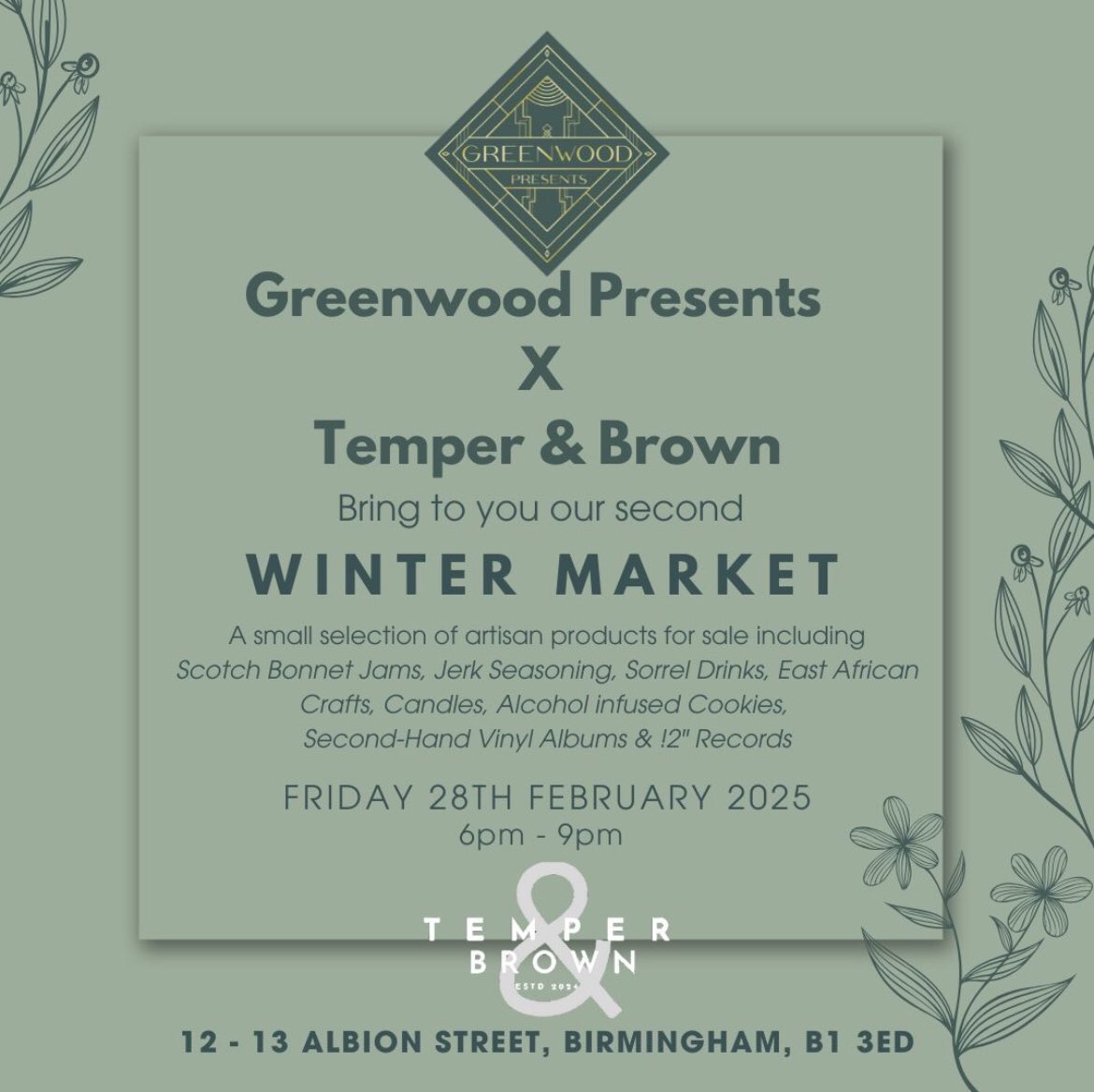 Greenwood Presents (@greenwdpresents) on Twitter photo Our second market <a href="/temperandbrown/">Temper & Brown</a> is on Friday 23rd February 6-9pm. 😊Artisan products include 🌶 jams, sorrel drinks, jerk seasonings, candles, East African crafts, alcohol infused cookies and vinyl. There’s also the food truck festival outside 🙌🏽✌🏽 #greenwoodpresents Our second market <a href="/temperandbrown/">Temper & Brown</a> is on Friday 23rd February 6-9pm. 😊Artisan products include 🌶 jams, sorrel drinks, jerk seasonings, candles, East African crafts, alcohol infused cookies and vinyl. There’s also the food truck festival outside 🙌🏽✌🏽 #greenwoodpresents