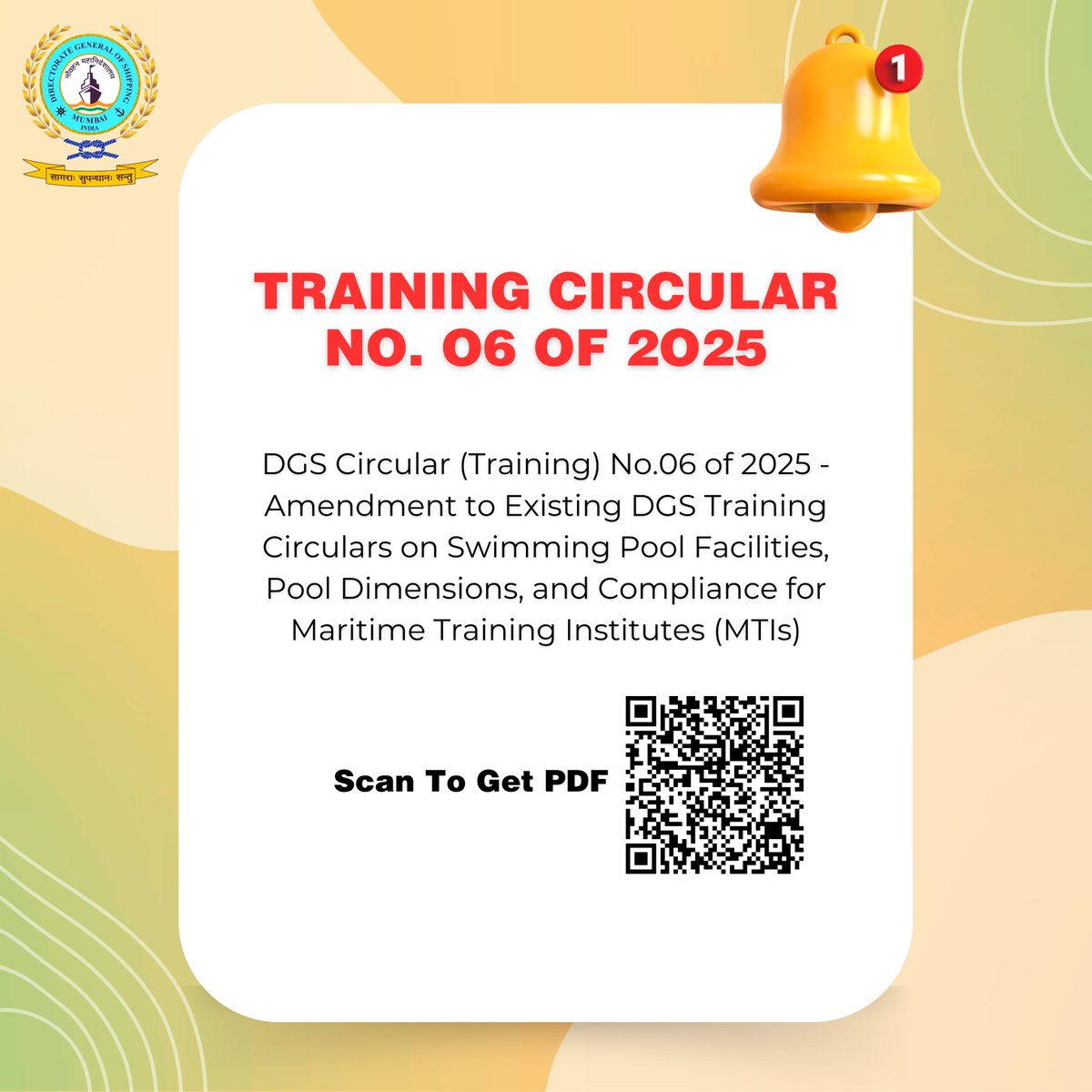 dgshipping_IN's tweet photo. DGS Circular (Training) No.06 of 2025 - Amendment to Existing DGS Training Circulars on Swimming Pool Facilities, Pool Dimensions, and Compliance for Maritime Training Institutes (MTIs)
Document Link - https://t.co/jG9Rzrp52s
#training #maritime #maritimetraining #mtis #dgs #dgshipping