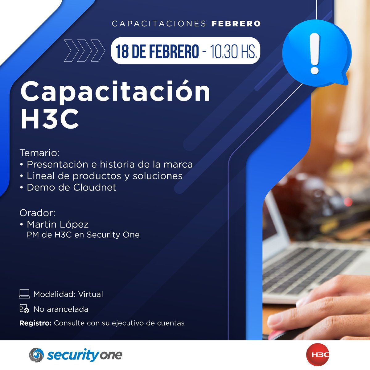 SecurityOneHIK's tweet photo. ¡Capacitación exclusiva sobre H3C!

📅 18 de febrero - 10:30 hs
💻 Modalidad virtual | 🆓 Sin costo
🔹 Conoce la historia de H3C
🔹 Descubrí su lineal de productos y soluciones
🔹 Participa en un demo de Cloudnet

📢 Regístrate ahora en este link : https://t.co/gbYliDdMUq https://t.co/SJtusd1dGA