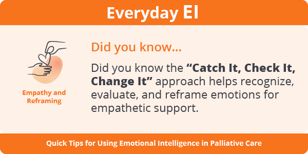 CdnHomeCare's tweet image. Emotional Intelligence and Palliative Care

💡 EI TIP #16: Strengthen your ability to support others by practising strategies to evaluate and manage emotions effectively.

Learn more: cdnhomecare.ca/eicompass/

#EmpathyandReframting #PalliativeCareTips #EmotinalIntelligence #EITips