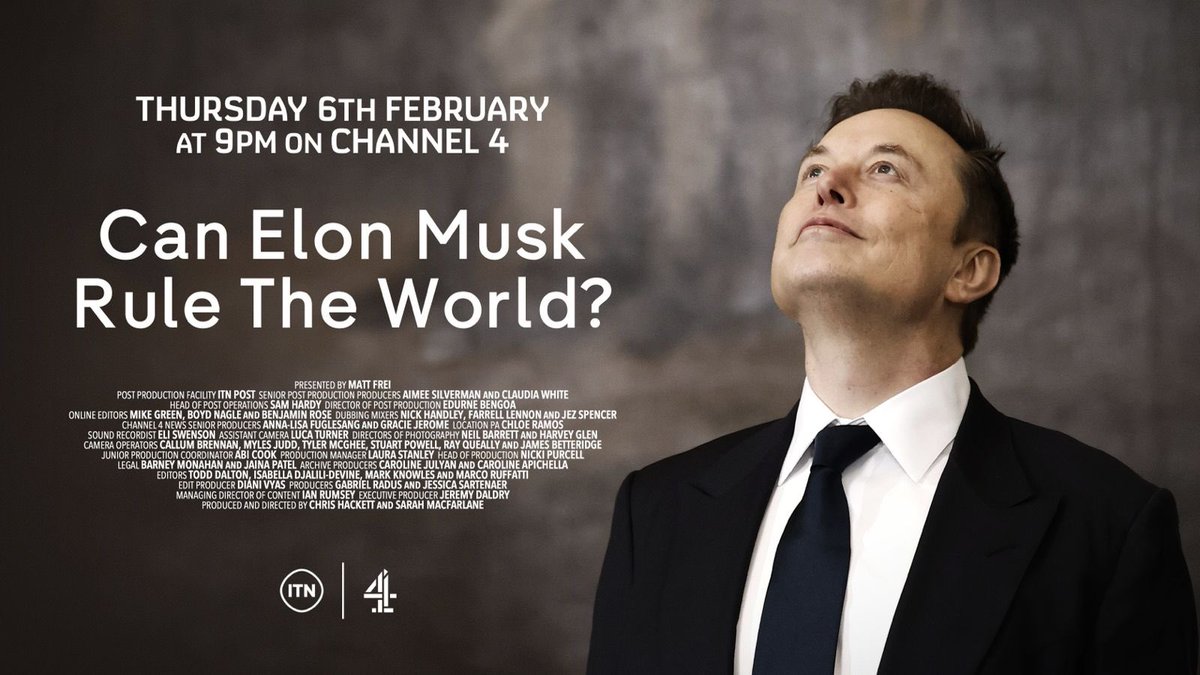 Can Elon Musk Rule The World? Tonight at 9, <a href="/Channel4/">Channel 4</a>  <a href="/ITNProductions/">ITN Productions</a>