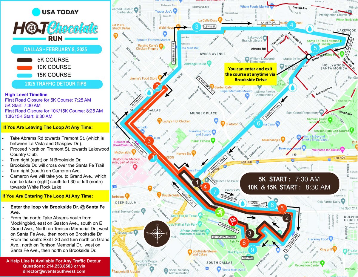 CityofDallasD14's tweet image. The Hot Chocolate Run is happening this Saturday, Feb. 8. The event impact is from 7:25 a.m. to about 11 a.m. around Fair Park.  Please see attached to help you plan accordingly.